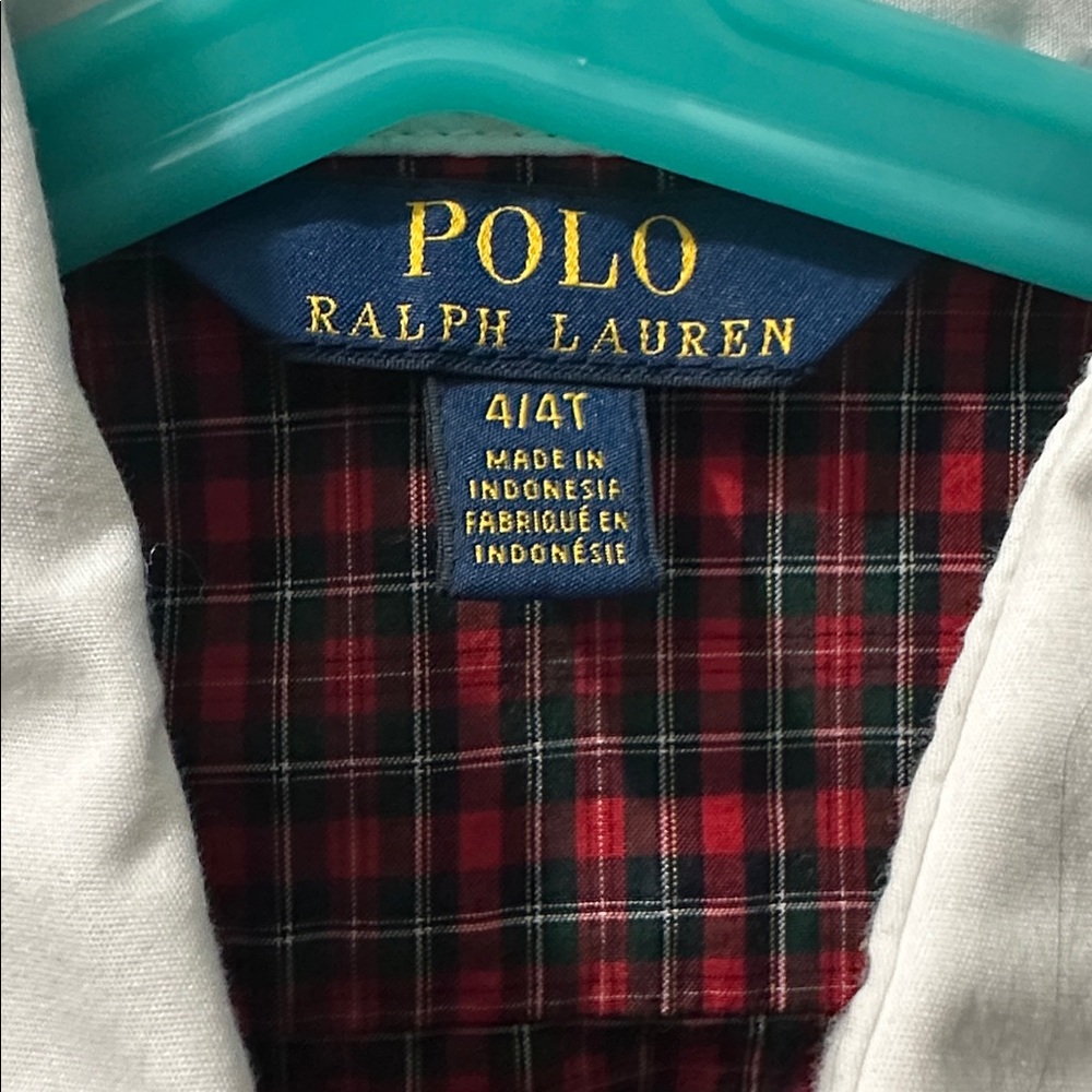 Polo Ralph Lauren Red Blue White‎ Plaid Christmas Holiday Dress Kids Size 4 - Picture 4 of 9